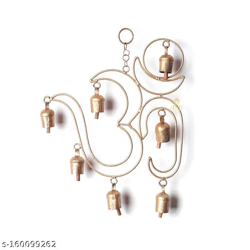 DULI Metal Windchime Om Wall Hanging, Feng Shui, Wall Art, Wall Decor, PositiveVibes, Rustic Wall Hangings, Wall Art, Festive Decor, Festive Decoration, Gift Big Om with Bells (13x10 inch)