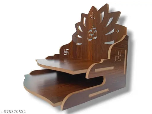 Wall Mount Floral Designer OM Mandir, Wall Mount And Table Top Temple, Laddu Gopal Mandir,  Home And Office Temple, Brown