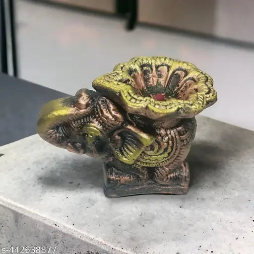 SHAGUN EK ANOKHA RISHTA Elephant/ Hathi Decorated Clay Diya Wax Filled Dia for Diwali Puja Pooja Handmade | Terracotta Earthen Diya Handpainted Antique Colors | Vilakku Oil Lamp | Natural Mitti Diya | Indian Gift. Pack of 2