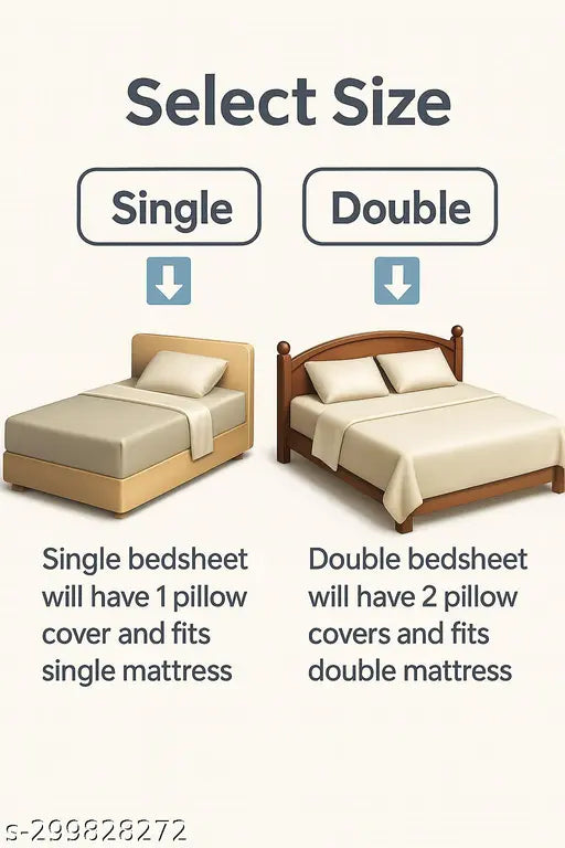 Glace Cotton Bedsheet For Double Bed With 2 Pillow Covers