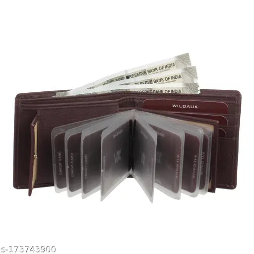 WILDAUK  Men Brown Artificial Leather Album Wallet - Regular Size  (11 Card Slots)