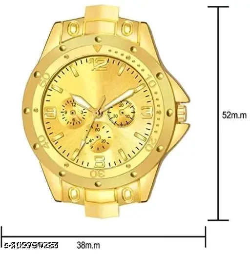 Rosra Golden Formal Watch For Men's Ring +Chain Freue (MOR RING+ CHAIN) For Boys