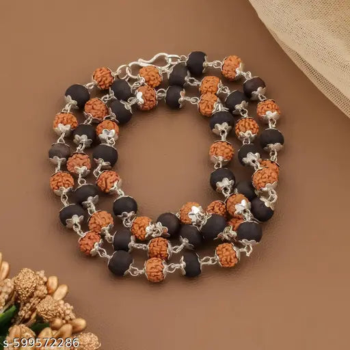 Rudraksha Karungali Mala – Spiritual Protection Necklace for Men & Women | Puja, Japam & Meditation Use