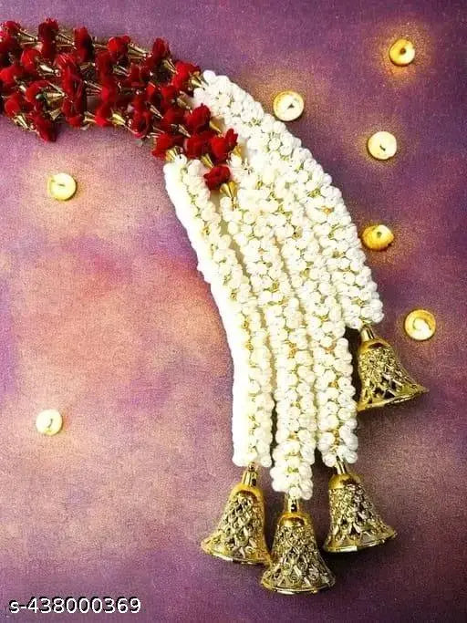 Handmade Unique Temple decoration, Home decorations Item, Artificial Foam Flower Toran Long, Garland for Decoration Festival Navratri, Diwali, Marriages, Temple and Home/Office Inauguration. Colour Red (Pack Of 4)
