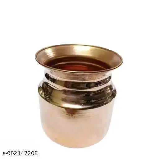 HUZUR JI Handmade Pure Copper Kalash/Lota with Line Design for Diwali, Pooja, Festival-Home Kumkuma Pack 1
