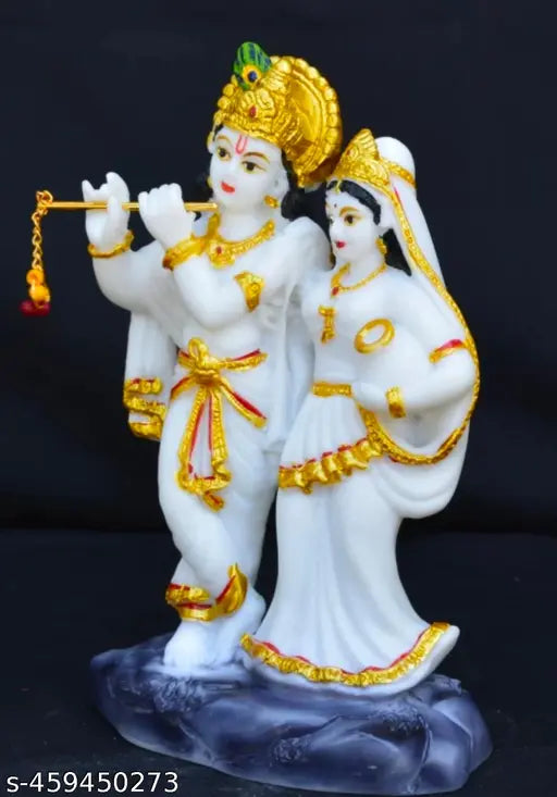 Radha Krishna idol gold white