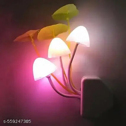 REVIRO HOME Magic 3D LED Night Lamp with Plug Smart Sensor auto On/Off and Color Change Mushroom Flowers Beautiful Illumination Home Decoration Lights for Bedroom Corridor (Multicolour) (Pack of 1)