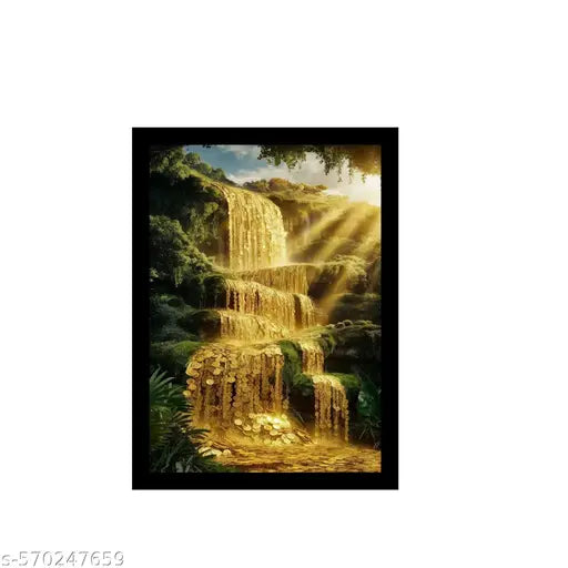 Vastu Waterfall of Gold A4  photo Frame (1 inch border )