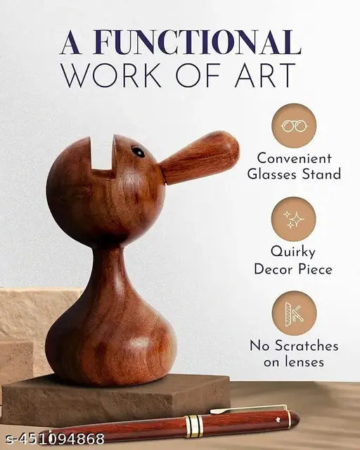 Dear Home Fashionable Fancy And Stylish Spectacle Holder-Handmade Wooden Carved Bird -Shaped Eyeglass Spectacle Holder-Pack Of 1(Brown)