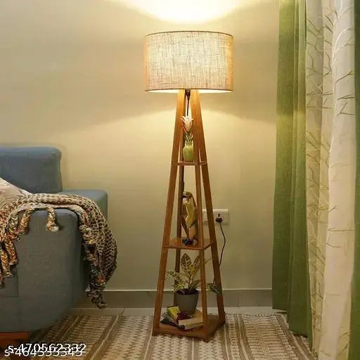 Floor Lamp with Shelf - Perfect Incandescent Lighting for Living Rooms, Bedrooms, and Offices in Classic Brown Finish Pack of 1