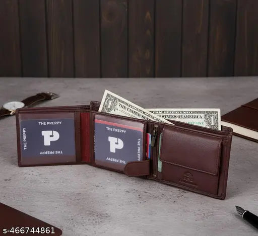 THE PREPPY BROWN Mens Leather Wallet Leather Wallet for Mens with RFID Blocking Mens Wallet