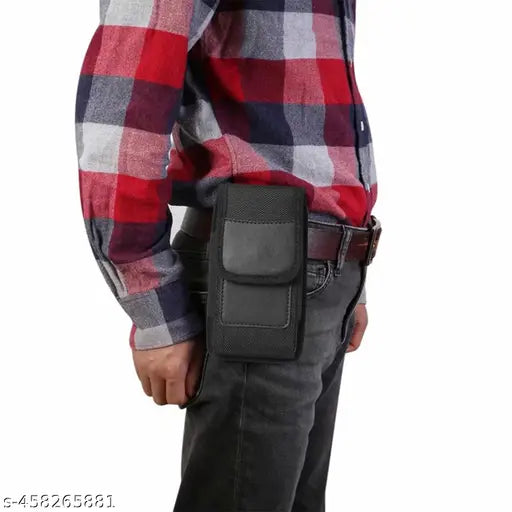 Phone Holster for Men Belt Clip Pouch, for iPhone 14 Plus, 14 Pro Max, 13 Pro Max, 12 Pro Max, 11 Pro Max and More, 6.8" Nylon Cell Phone Holster Mobile Card Holder Case (XL, Black)(pack of 1)