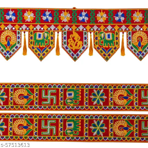 YOURSTY Velvet Bandarwal & Traditional Door Hanging for Home Decoration with Sakh Wedding Decoration
