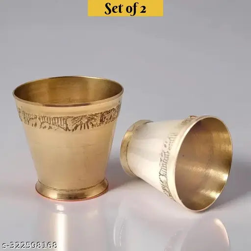 Puja glass for puja - Pooja jal glass - Small Puja glass - Set of 2 - Rudra abhishek Glass - Pooja Glass  - Brass Puja glass