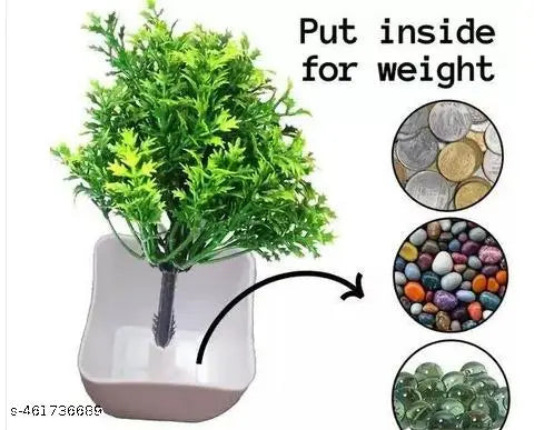 Artificial Bonsai Table Top Plant with Pot for Home & Office Decor- , size ( 15 cm )