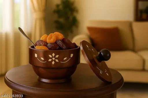 Wooden bowl with lid, decorative wooden bowl, dry fruit storage bowl, handcrafted wooden container, traditional serving bowl, wooden kitchenware, multipurpose storage bowl, wooden snack bowl, lidded wooden dish, rustic home décor