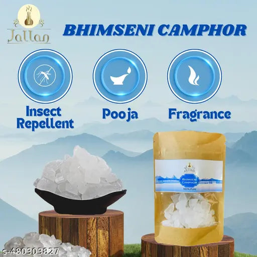Jallan Pure Natural Bhimseni Camphor 100gm (50X2) Pack| Origical Bhimseni Kapoor