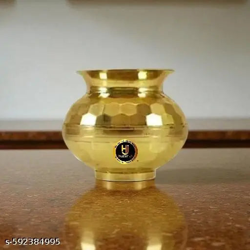 HUZUR JI pooja samagri brass ka lota pooja lota Brass Pooja Lota/Designer Lota/Pure Brass Lota/Flower Cutting Lota Brass Kalash (Gold) Set Of 1 Brass Kalash.