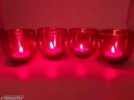 NEW ELEGENT Set of 4 Glass Votive Candle Holders Stylish Tealight Candle Holders | Glass Candlestick Holders for Decoration For Home Decor, Diwali, Christmas, Festive, Wedding, Party, Bedroom, Cafe's Restaurants, Table Top Decor Light Items | Candle Light