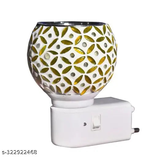 Shri Radha Krishna KAPOOR DANI Aroma Oil Diffuser With On Off Switch To Toggle For Burner & Lamp Glass, Plastic, Steel Incense Holder Set Kapoor Dani P6