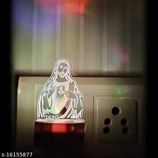 DIONA Night Lamp Jesus Christ Christian Lord Cross 3D LED Night Lamp Illusion Acrylic Multi Colour Changing Small Portable Light Christmas Gifts wall night light Christmas gift Church Night Lamp