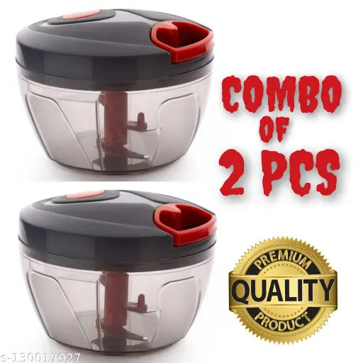 Blueberry 450ml Chopper with 3 SS blades (Pack of 2 Pcs, Black)