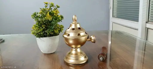 AM Handicrafts Loban Incense Bakhoor Burner Sambrani Dhoop Burner with Handle for Home Purifying Hand Loban Burner for Home Office Temple Prayer Dhoop Dani
