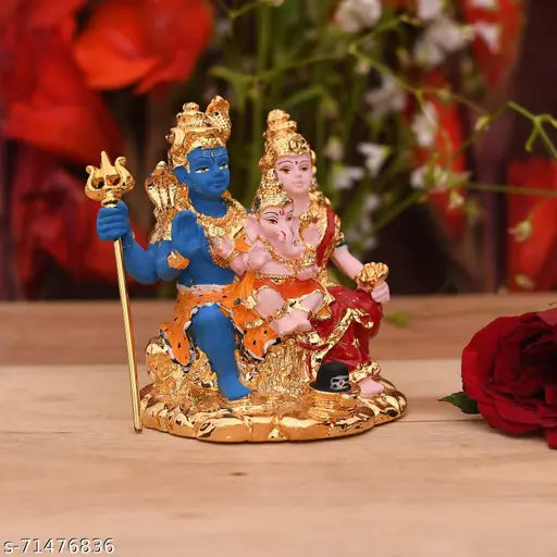 CraftVatika Ceramic Lord Shiv Parivar Idol Multicolour