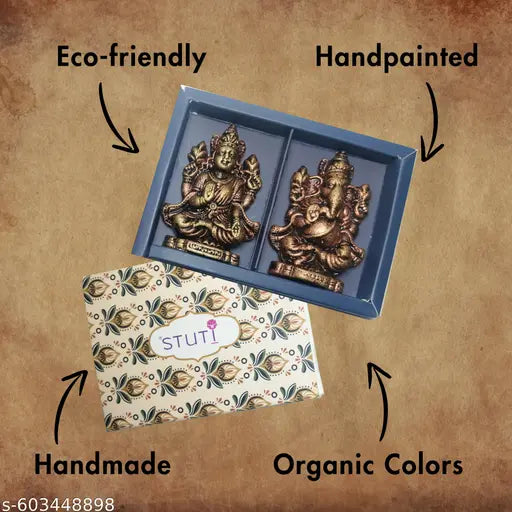 Clay Laxmi Ganesh Idol | Handmade Eco-Friendly Murti for Diwali Pooja