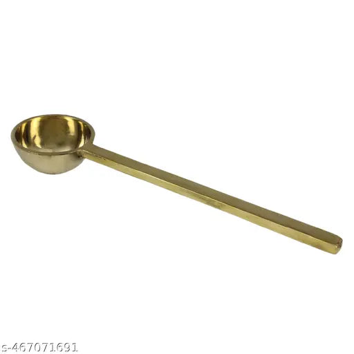 Putrika Traditional Handcrafted Brass Ladle Spoon |Karandi | kuli Karandi | Heavy Guage Brass | Cooking and Serving Ladle | Spoon |Brass Karchi | kitchenware | cookware (Weight: 140g) (8 ")