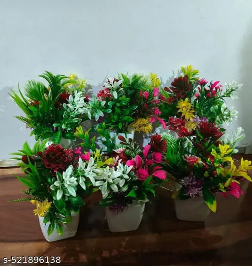 set of 6 artificial plant multi mix flower with leaf bunch of flower