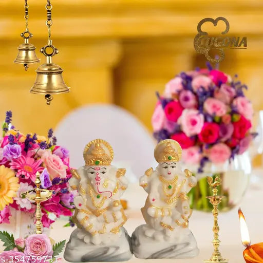laxmi ganesh murti 10 cm Goddess Lakshmi Ganesha Statue Marble Lakshmi Ganesha Statues Pair of Lakshmi Ganesh Idol Sculpture Lord Ganesha Laxmi murti for Diwali Pooja, Multicolor Ganesh Laxmi MURTI Lakshmi Ganesha Marble dust idol