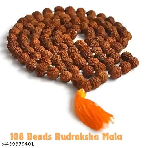 108 Beads Rudraksha Mala, 54 Beads Rudraksha Mala, 108 Beads Tulsi Mala (Free) (Pack of 1 pcs)