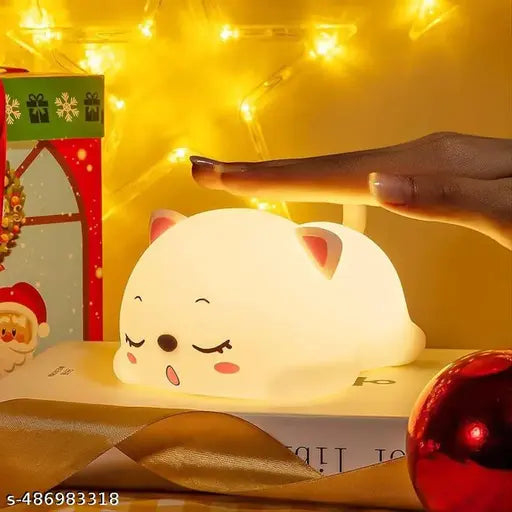 USA Night Lamp, Catt Lamp, Catt Light lamp, Ctat Touch Silicnone Lamp, 7 Colour Changing Light for Kids Bedroom, USB Rechargeable Caat Light lamp