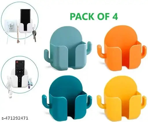 New 4 pcs wall mount stand for remote, mobile, ac  remote, key holder for office, home, kitchen use (Multicolor)