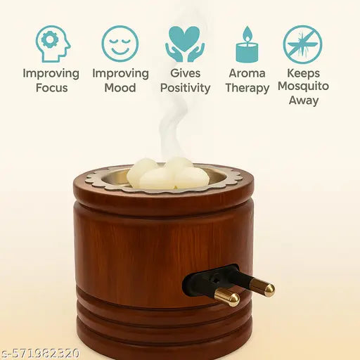 DIVYA SUGANDH Kapoor dani Electric Kapoor Kapur dani  dani Kapoor Burner for Home Fragrance Room Freshener/Kapur Burner/Kapoor Dispenser/ Holder for Pooja, Meditation Sheesham Wood - 1