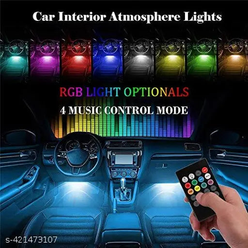 Universal Atmosphere Light LED Wireless Remote Music Controller Car Interior Strip Light Lamp Kit For All Cars (Black) Visit the Autofy Store