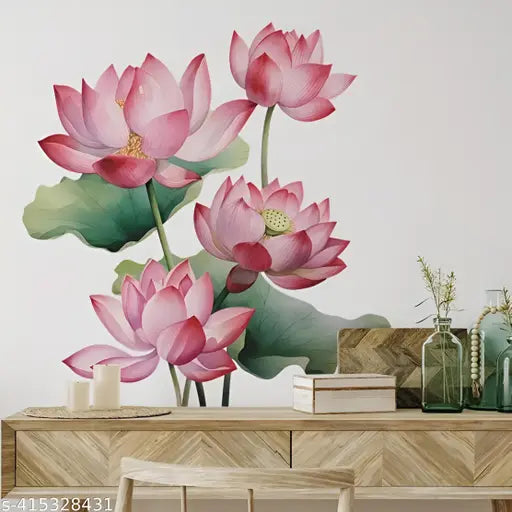 Shree Decore Beautiful Flower Wall Stickers - Self-Adhesive Home Decor Decals for Bedroom, Living Room, and Entryway