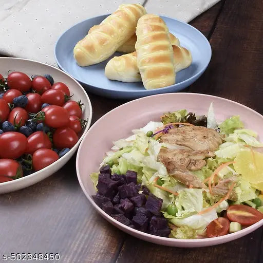 AvonWellness Lightweight Wheat Straw Plates Microwave and Dishwasher Safe BPA Free Healthy Reusable Unbreakable Deep Dinner Dish for Patio Salad, Picnic, Camping, Perfect For Kids & Adult Set 4