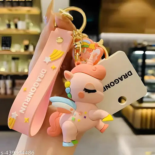 Cute Unicorn Charm Cartoon Characters Keychain for Girls Boys, Cute Silicon Keychains Accessories Keyring Key Purse Backpack Car Charms for Kids Gifts Unicorn Pink