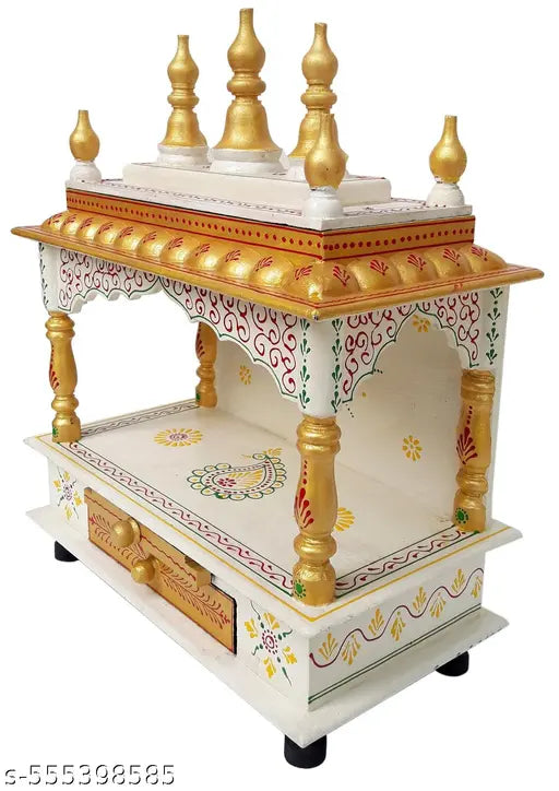 Indian Wood Arts Wall Mounted Wooden Temple – Perfect for Daily Worship at Home