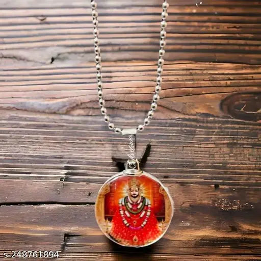 KHATU SHYAM BABA PENDANT HARE KA SAHARA RELIGIOUS PENDANT JAI SHRI KRISHNA Silver Brass Locket Set