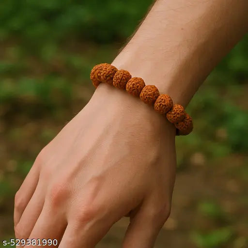HaridwarDivine Certified 5 Face Rudraksha Bracelet for Men & Women | Stretchable Spiritual Rudraksh Bracelet for Energy, Healing & Peace
