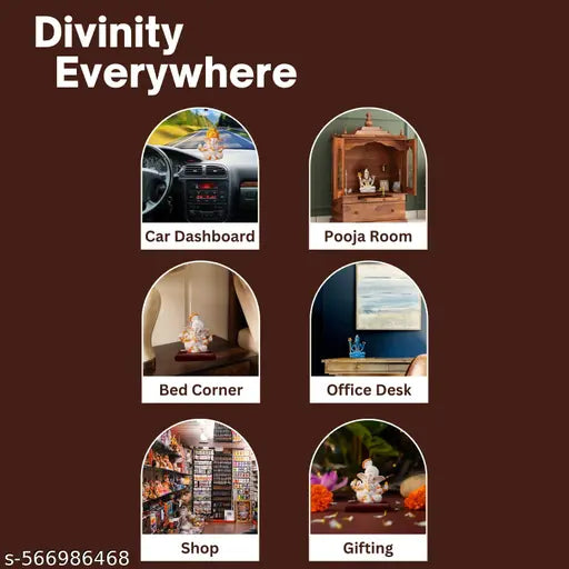 Jiyansh Creation Pagri Ganesh Ji Murti Decorative Showpiece for Home Decor| Ganesh Idol for Car Dashboard Home Temple Office Desk Pooja Room God Idols for Puja & Festival Gifting (Pagri Ganesh With Padestal)