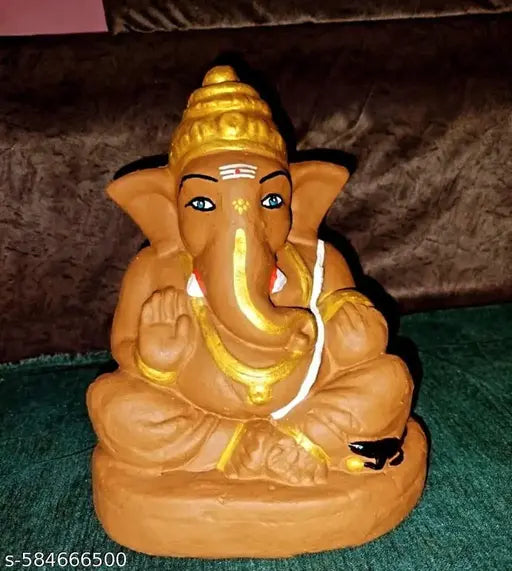 Eco-Friendly 9 Inch Gobar Ganesh Idol for Ganesh Chaturthi Pooja & Home Decor