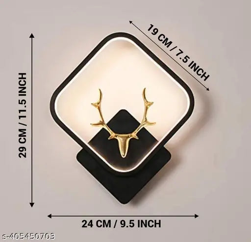 Black Body Home Decore Led Fancy Wall Light,Night Lamp,Decorative Lamp,Wall Hanging Lights for Bedroom,Living Room, Warm White(Square Deer Horn Bk)