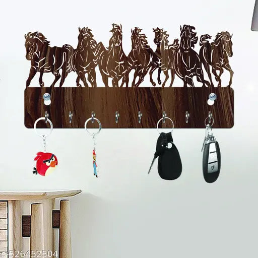 Cloqo Decor -Horse Design Mask Holder Wood Key Holder -041