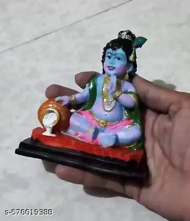 Lord Krishna with Makhan Statue - Handcrafted Idol for Temple and Home Décor