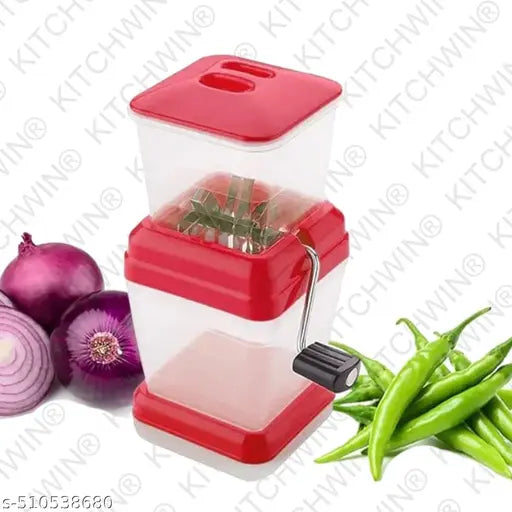 KITCHWIN® Onion Cutter Chopper/Chilli Cutter/Vegetable Cutter/Mirchi Cutter/Nut Cutter/Dry Fruit Cutter with Lid (Plastic)