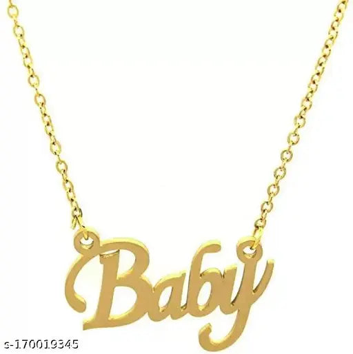 Baby Name Letter Locket Necklace Chain For Boyfriend girlfriend Brass, Copper, Gold-plated Steel, Stainless Steel Pendants & Lockets